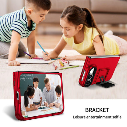 For iPhone Duo Three-dimensional Folding Holder PC Phone Case - Red - EDA010100401B