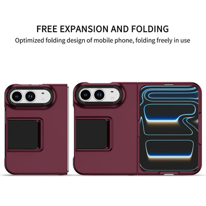 For iPhone Duo Three-dimensional Folding Holder PC Phone Case - Wine Red - EDA010100401C