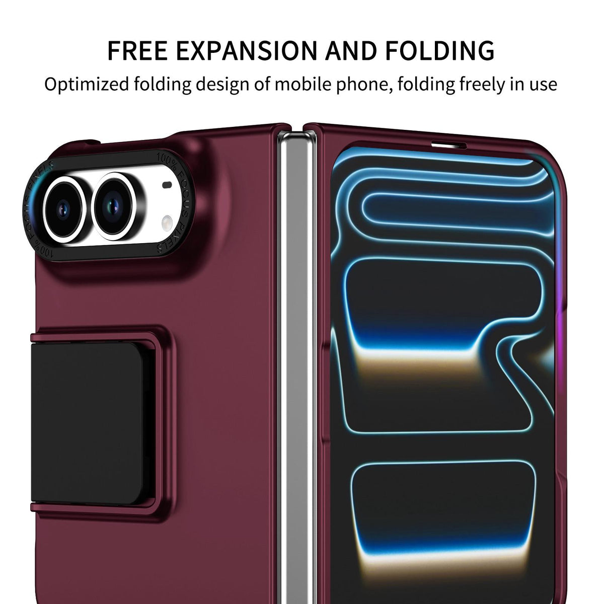 For iPhone Duo Three-dimensional Folding Holder PC Phone Case - Wine Red - EDA010100401C
