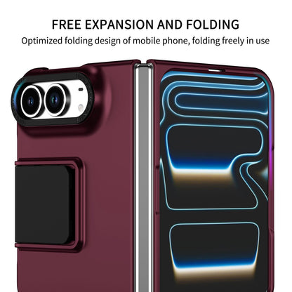 For iPhone Duo Three-dimensional Folding Holder PC Phone Case - Wine Red - EDA010100401C