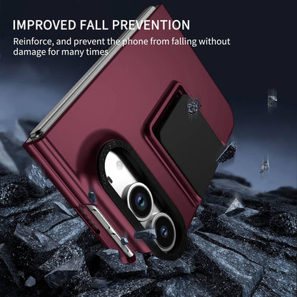 For iPhone Duo Three-dimensional Folding Holder PC Phone Case - Wine Red - EDA010100401C