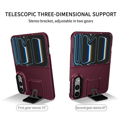 For iPhone Duo Three-dimensional Folding Holder PC Phone Case - Wine Red - EDA010100401C