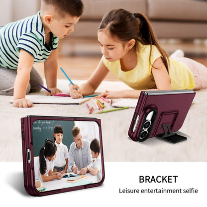 For iPhone Duo Three-dimensional Folding Holder PC Phone Case - Wine Red - EDA010100401C