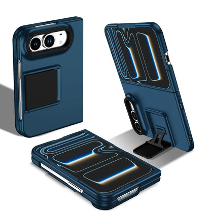 For iPhone Duo Three-dimensional Folding Holder PC Phone Case - Blue - EDA010100401D