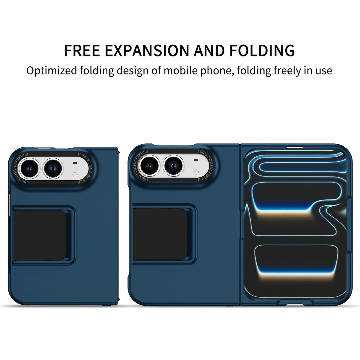 For iPhone Duo Three-dimensional Folding Holder PC Phone Case - Blue - EDA010100401D