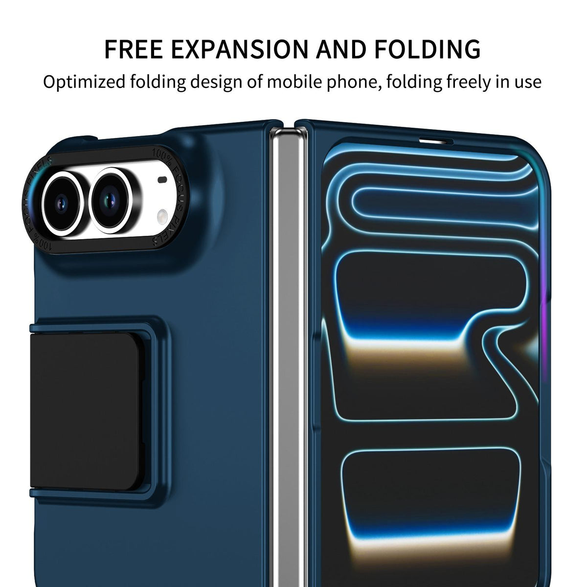 For iPhone Duo Three-dimensional Folding Holder PC Phone Case - Blue - EDA010100401D