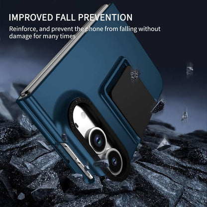 For iPhone Duo Three-dimensional Folding Holder PC Phone Case - Blue - EDA010100401D