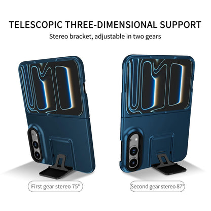 For iPhone Duo Three-dimensional Folding Holder PC Phone Case - Blue - EDA010100401D
