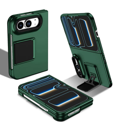 For iPhone Duo Three-dimensional Folding Holder PC Phone Case - Green - EDA010100401E