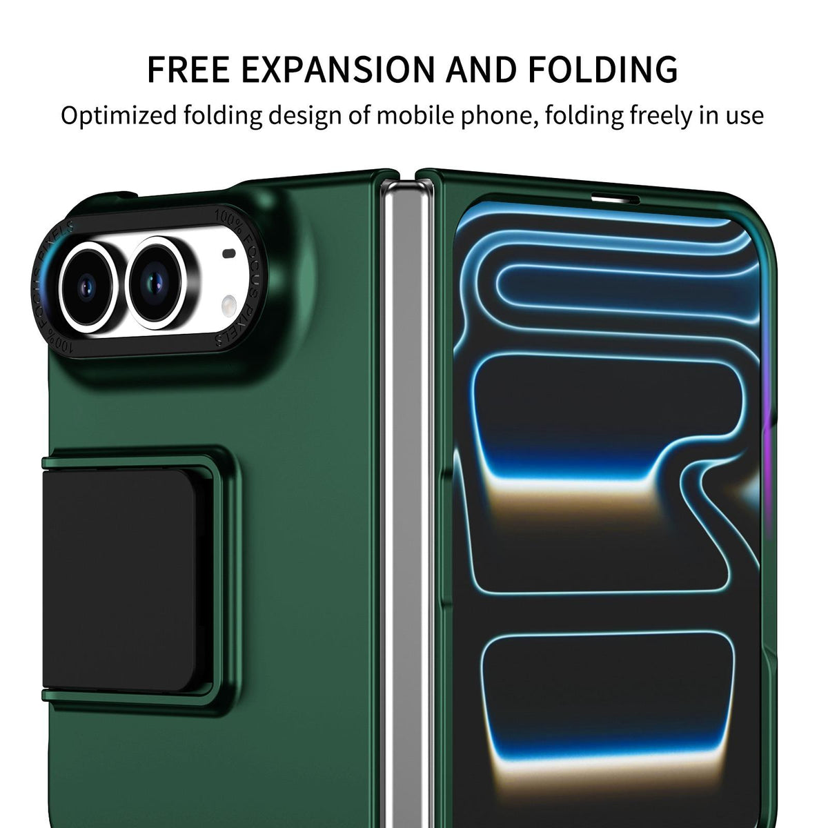 For iPhone Duo Three-dimensional Folding Holder PC Phone Case - Green - EDA010100401E
