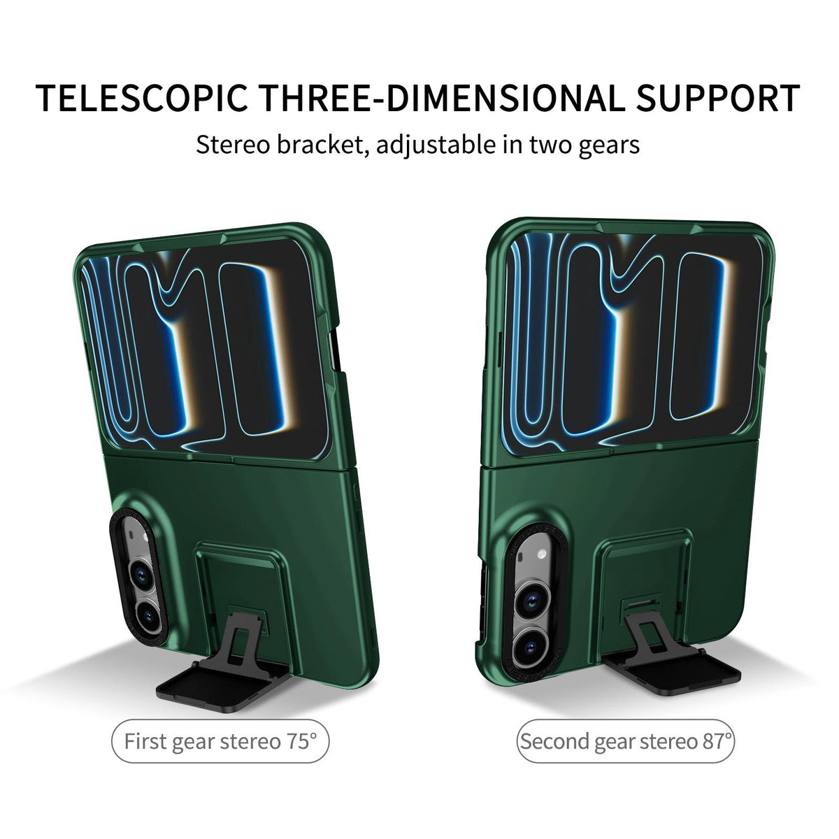 For iPhone Duo Three-dimensional Folding Holder PC Phone Case - Green - EDA010100401E