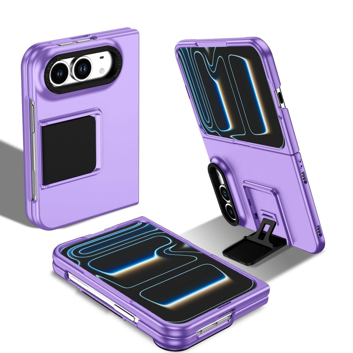 For iPhone Duo Three-dimensional Folding Holder PC Phone Case - Purple - EDA010100401F