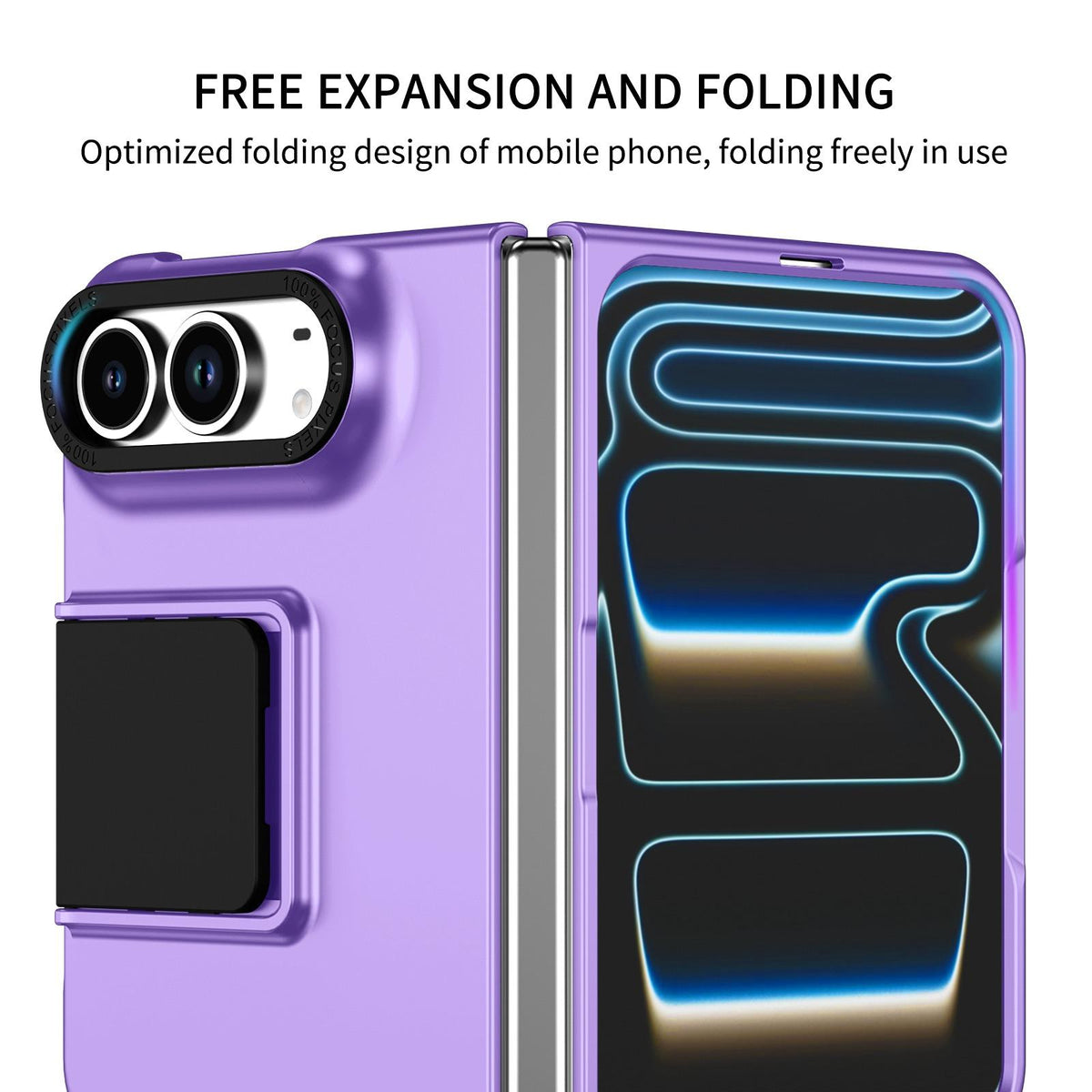 For iPhone Duo Three-dimensional Folding Holder PC Phone Case - Purple - EDA010100401F