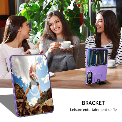 For iPhone Duo Three-dimensional Folding Holder PC Phone Case - Purple - EDA010100401F