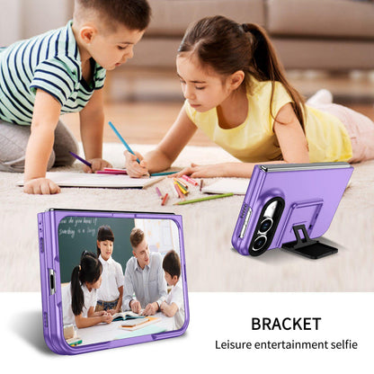 For iPhone Duo Three-dimensional Folding Holder PC Phone Case - Purple - EDA010100401F