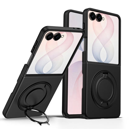 For Galaxy Z Flip8 5G 360 Degree Rotating Holder Magnetic Flip Cover Phone Case - Black - EDA010100601A