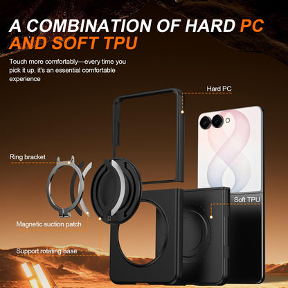 For Galaxy Z Flip8 5G 360 Degree Rotating Holder Magnetic Flip Cover Phone Case - Black - EDA010100601A