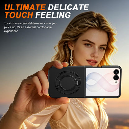 For Galaxy Z Flip8 5G 360 Degree Rotating Holder Magnetic Flip Cover Phone Case - Black - EDA010100601A