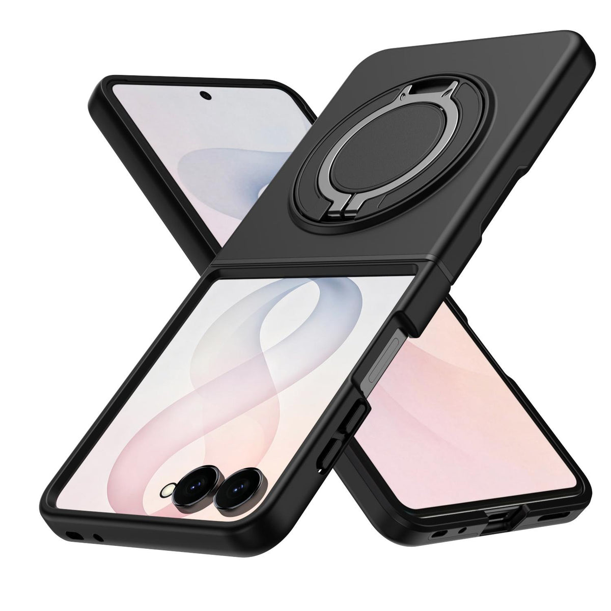 For Galaxy Z Flip8 5G 360 Degree Rotating Holder Magnetic Flip Cover Phone Case - Black - EDA010100601A
