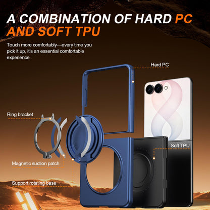 For Galaxy Z Flip8 5G 360 Degree Rotating Holder Magnetic Flip Cover Phone Case - Blue - EDA010100601B