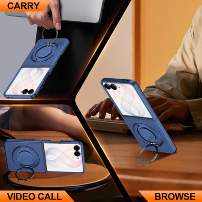 For Galaxy Z Flip8 5G 360 Degree Rotating Holder Magnetic Flip Cover Phone Case - Blue - EDA010100601B