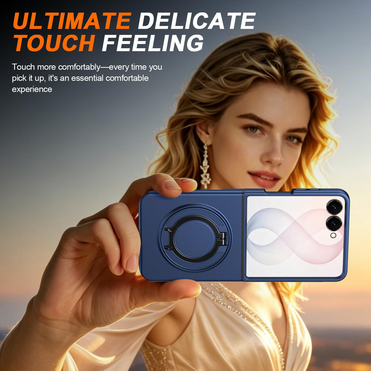 For Galaxy Z Flip8 5G 360 Degree Rotating Holder Magnetic Flip Cover Phone Case - Blue - EDA010100601B