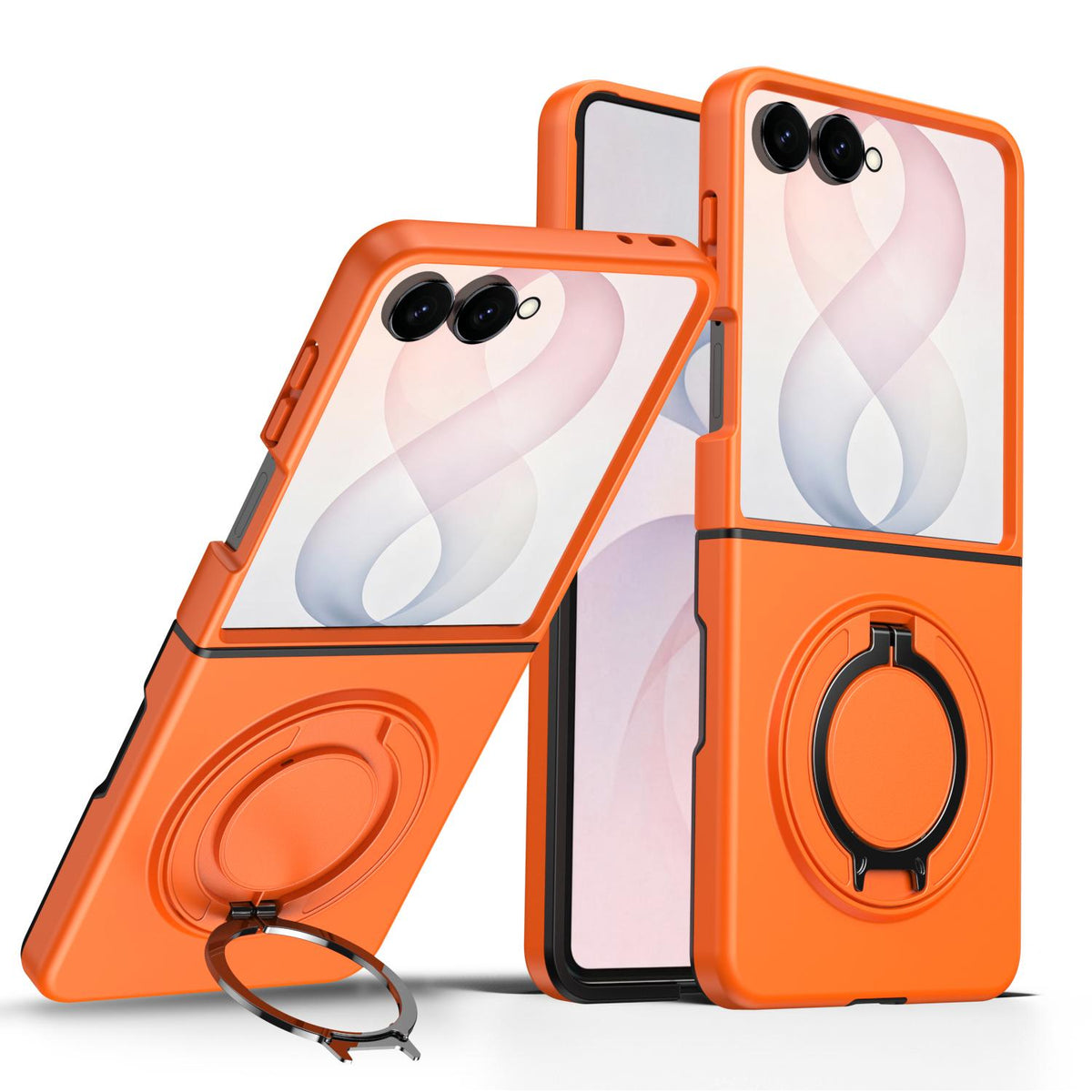 For Galaxy Z Flip8 5G 360 Degree Rotating Holder Magnetic Flip Cover Phone Case - Orange - EDA010100601C
