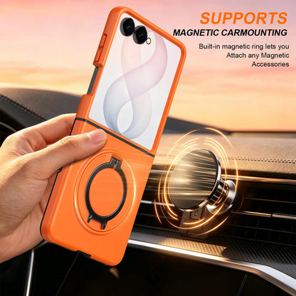 For Galaxy Z Flip8 5G 360 Degree Rotating Holder Magnetic Flip Cover Phone Case - Orange - EDA010100601C
