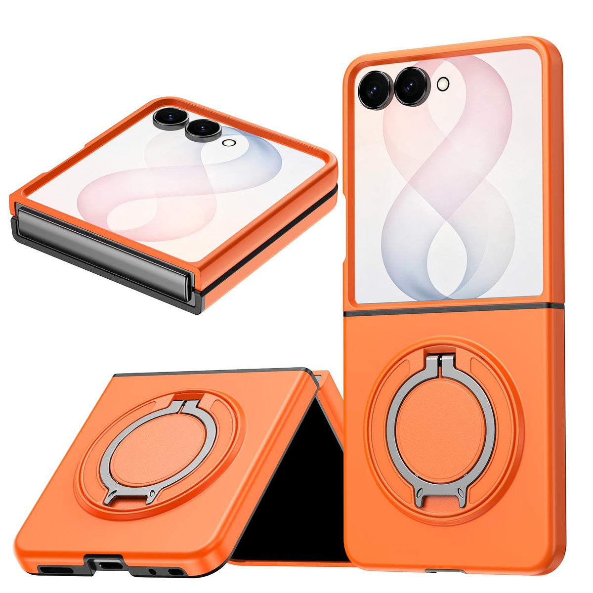 For Galaxy Z Flip8 5G 360 Degree Rotating Holder Magnetic Flip Cover Phone Case - Orange - EDA010100601C