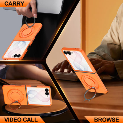 For Galaxy Z Flip8 5G 360 Degree Rotating Holder Magnetic Flip Cover Phone Case - Orange - EDA010100601C