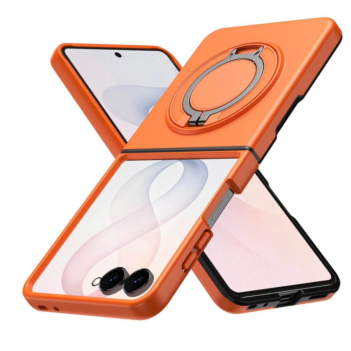 For Galaxy Z Flip8 5G 360 Degree Rotating Holder Magnetic Flip Cover Phone Case - Orange - EDA010100601C