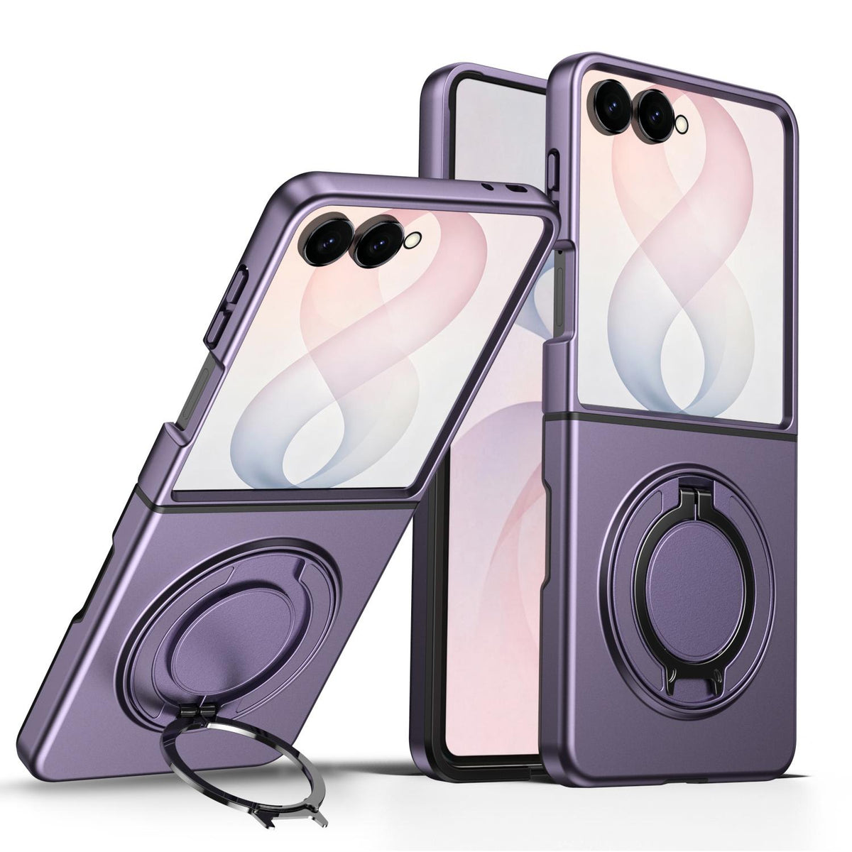 For Galaxy Z Flip8 5G 360 Degree Rotating Holder Magnetic Flip Cover Phone Case - Purple - EDA010100601D