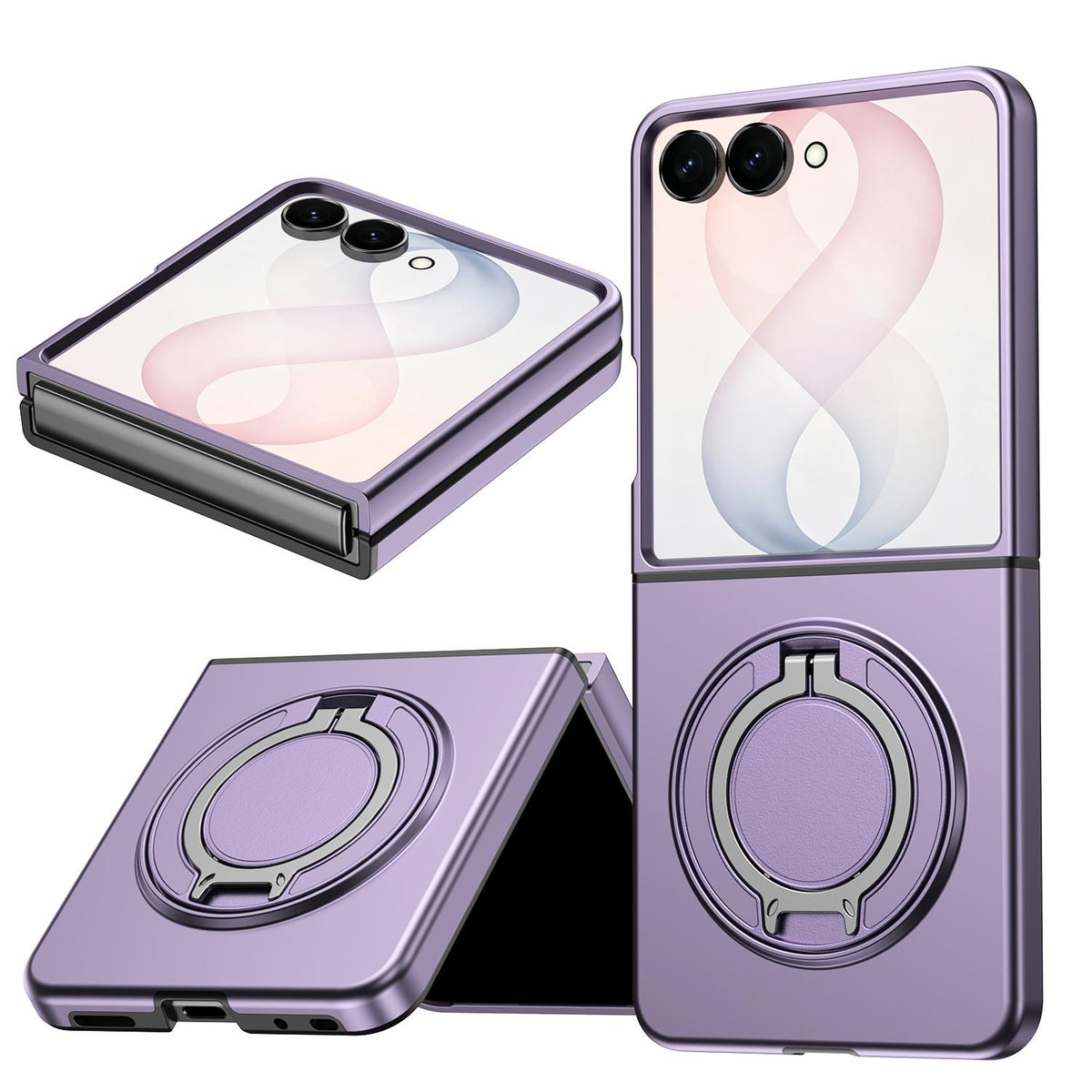 For Galaxy Z Flip8 5G 360 Degree Rotating Holder Magnetic Flip Cover Phone Case - Purple - EDA010100601D