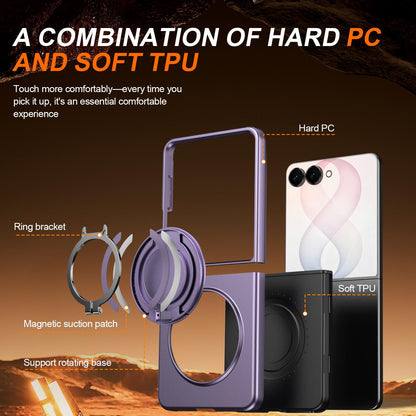 For Galaxy Z Flip8 5G 360 Degree Rotating Holder Magnetic Flip Cover Phone Case - Purple - EDA010100601D