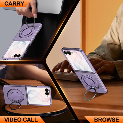 For Galaxy Z Flip8 5G 360 Degree Rotating Holder Magnetic Flip Cover Phone Case - Purple - EDA010100601D
