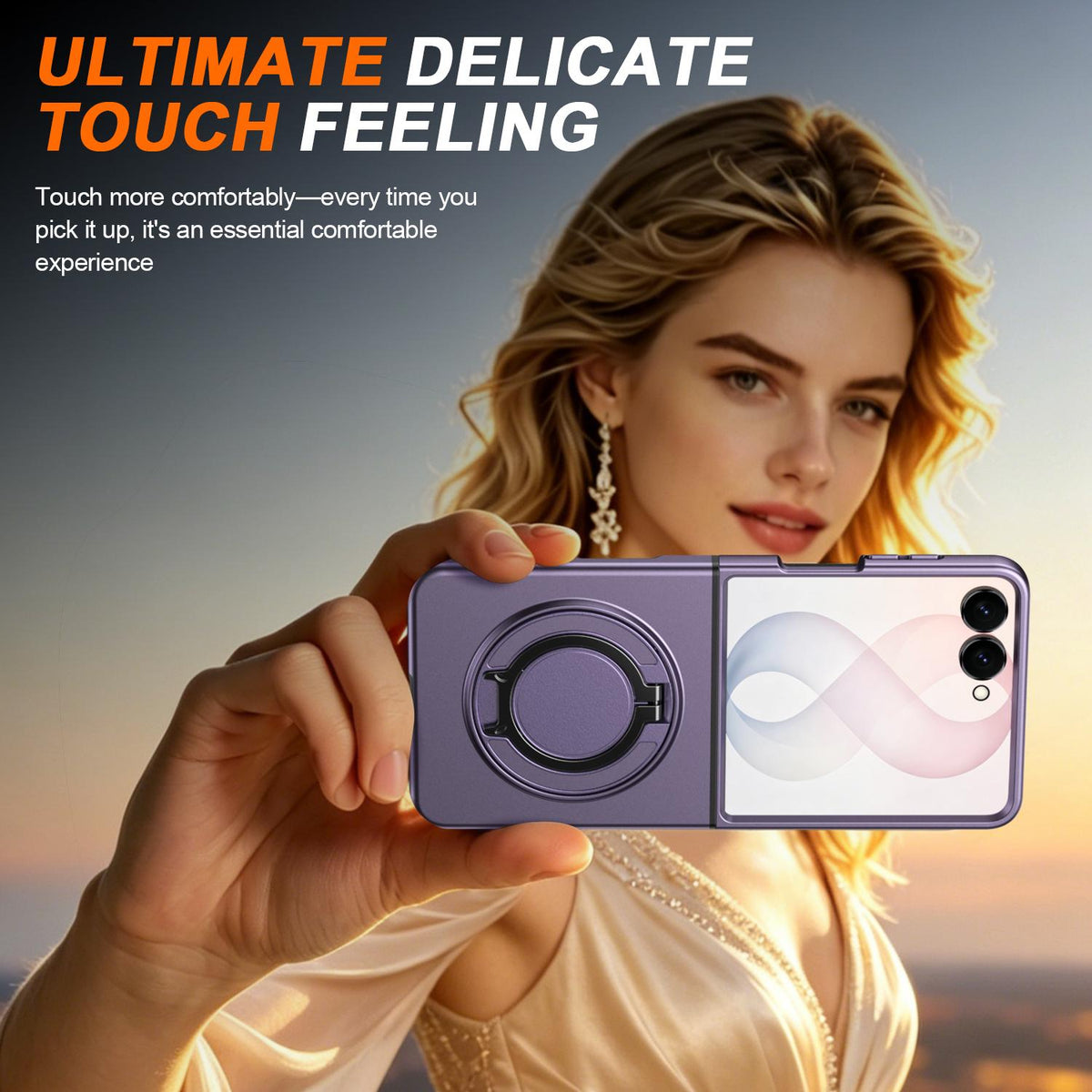 For Galaxy Z Flip8 5G 360 Degree Rotating Holder Magnetic Flip Cover Phone Case - Purple - EDA010100601D