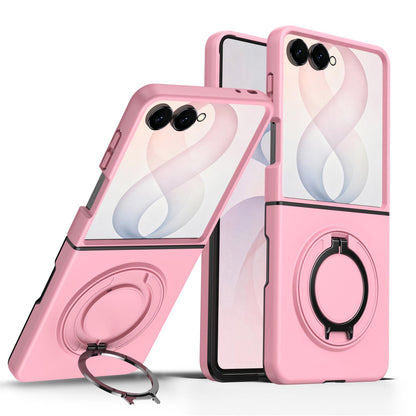 For Galaxy Z Flip8 5G 360 Degree Rotating Holder Magnetic Flip Cover Phone Case - Pink - EDA010100601E