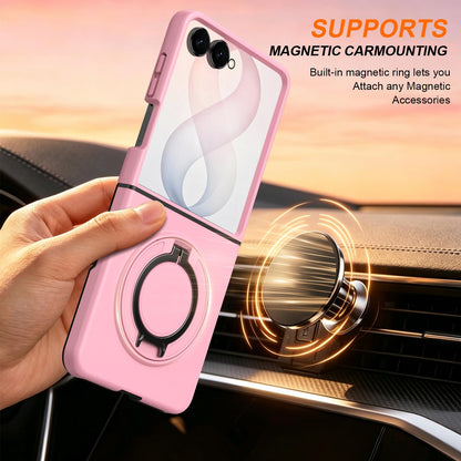 For Galaxy Z Flip8 5G 360 Degree Rotating Holder Magnetic Flip Cover Phone Case - Pink - EDA010100601E