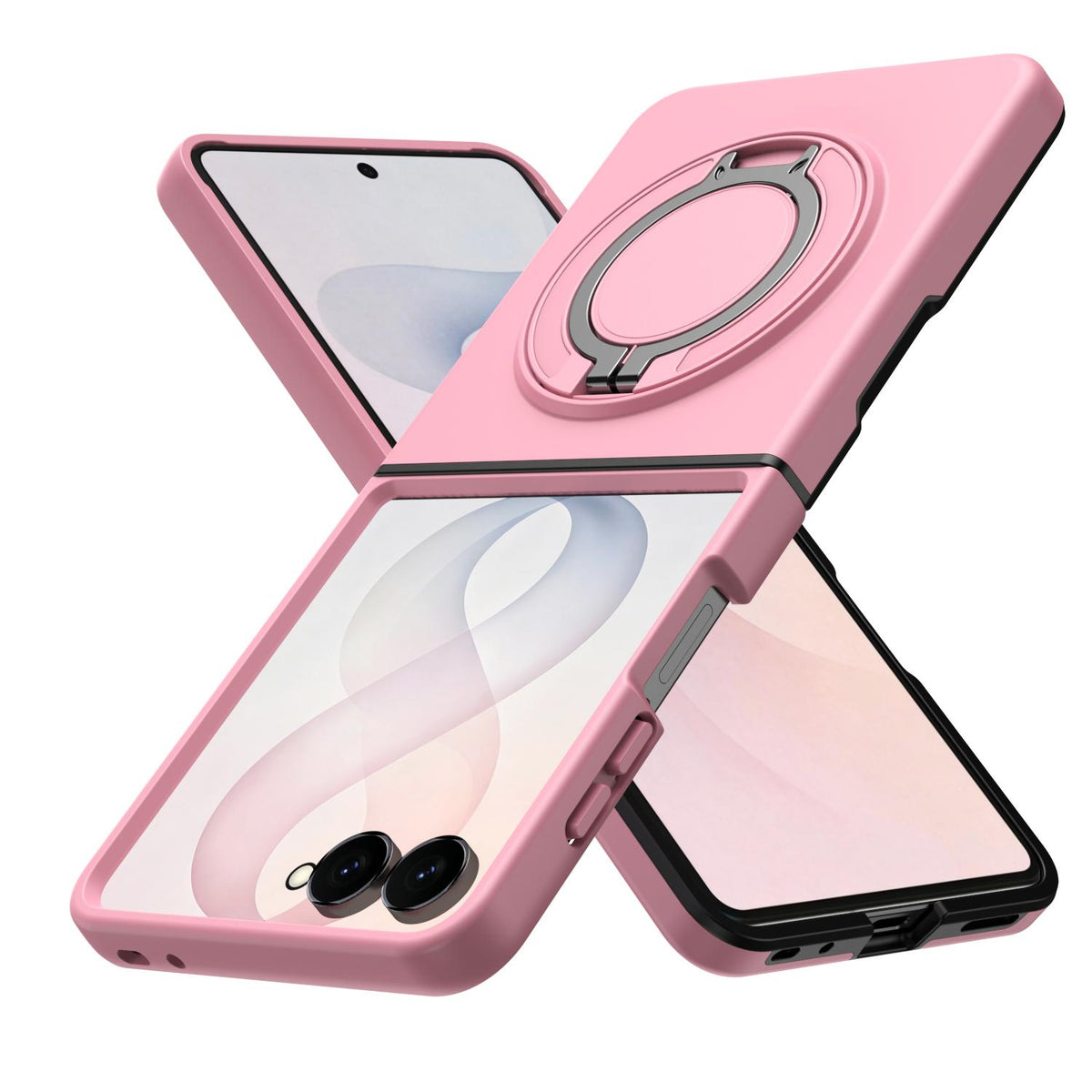 For Galaxy Z Flip8 5G 360 Degree Rotating Holder Magnetic Flip Cover Phone Case - Pink - EDA010100601E
