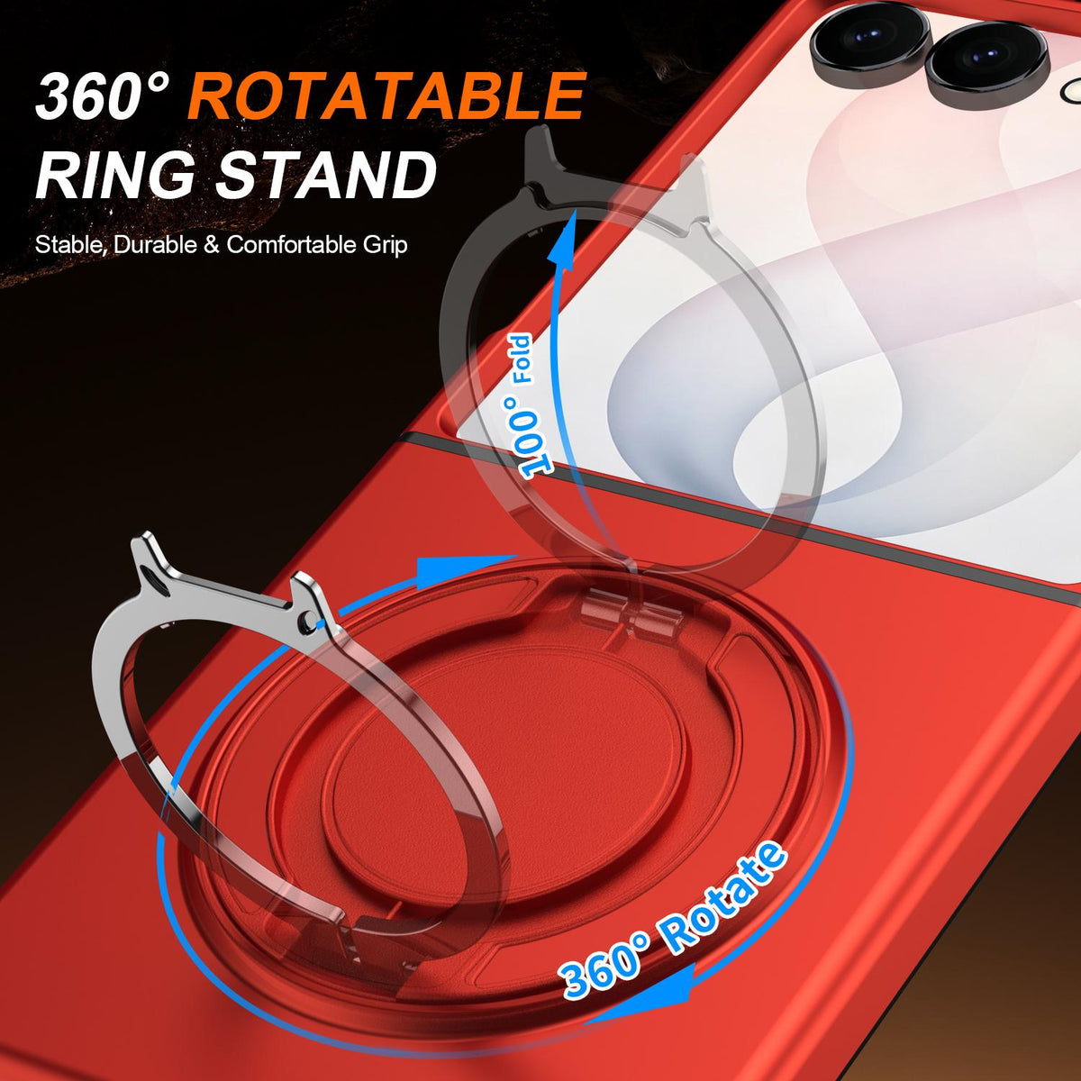 For Galaxy Z Flip8 5G 360 Degree Rotating Holder Magnetic Flip Cover Phone Case - Red - EDA010100601F