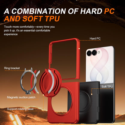 For Galaxy Z Flip8 5G 360 Degree Rotating Holder Magnetic Flip Cover Phone Case - Red - EDA010100601F
