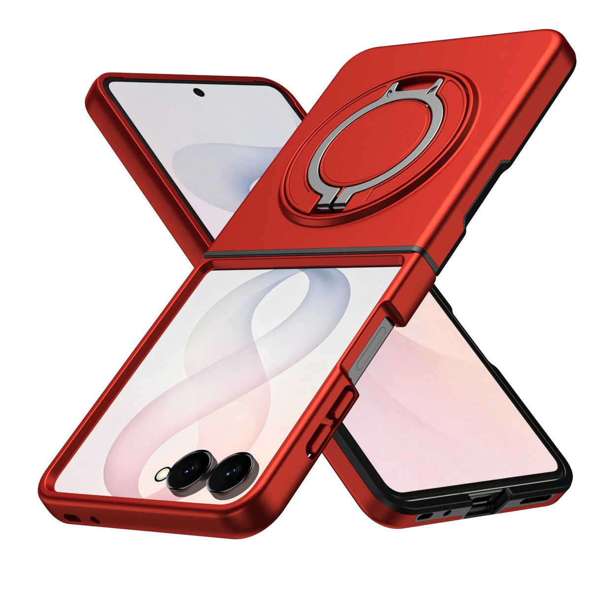 For Galaxy Z Flip8 5G 360 Degree Rotating Holder Magnetic Flip Cover Phone Case - Red - EDA010100601F