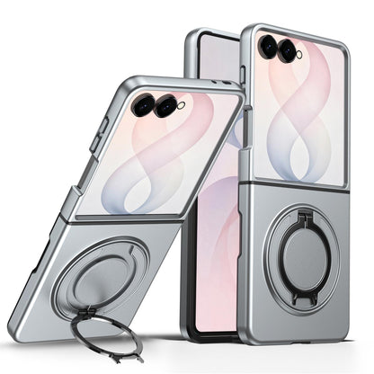 For Galaxy Z Flip8 5G 360 Degree Rotating Holder Magnetic Flip Cover Phone Case - Silver - EDA010100601G