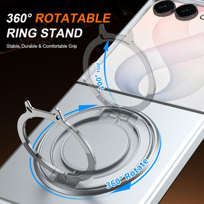 For Galaxy Z Flip8 5G 360 Degree Rotating Holder Magnetic Flip Cover Phone Case - Silver - EDA010100601G