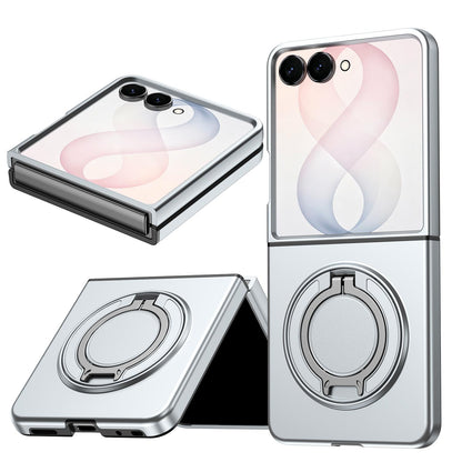 For Galaxy Z Flip8 5G 360 Degree Rotating Holder Magnetic Flip Cover Phone Case - Silver - EDA010100601G