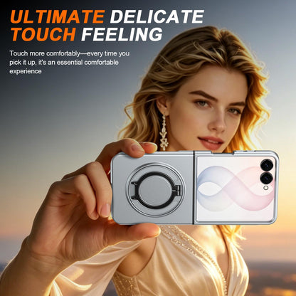 For Galaxy Z Flip8 5G 360 Degree Rotating Holder Magnetic Flip Cover Phone Case - Silver - EDA010100601G