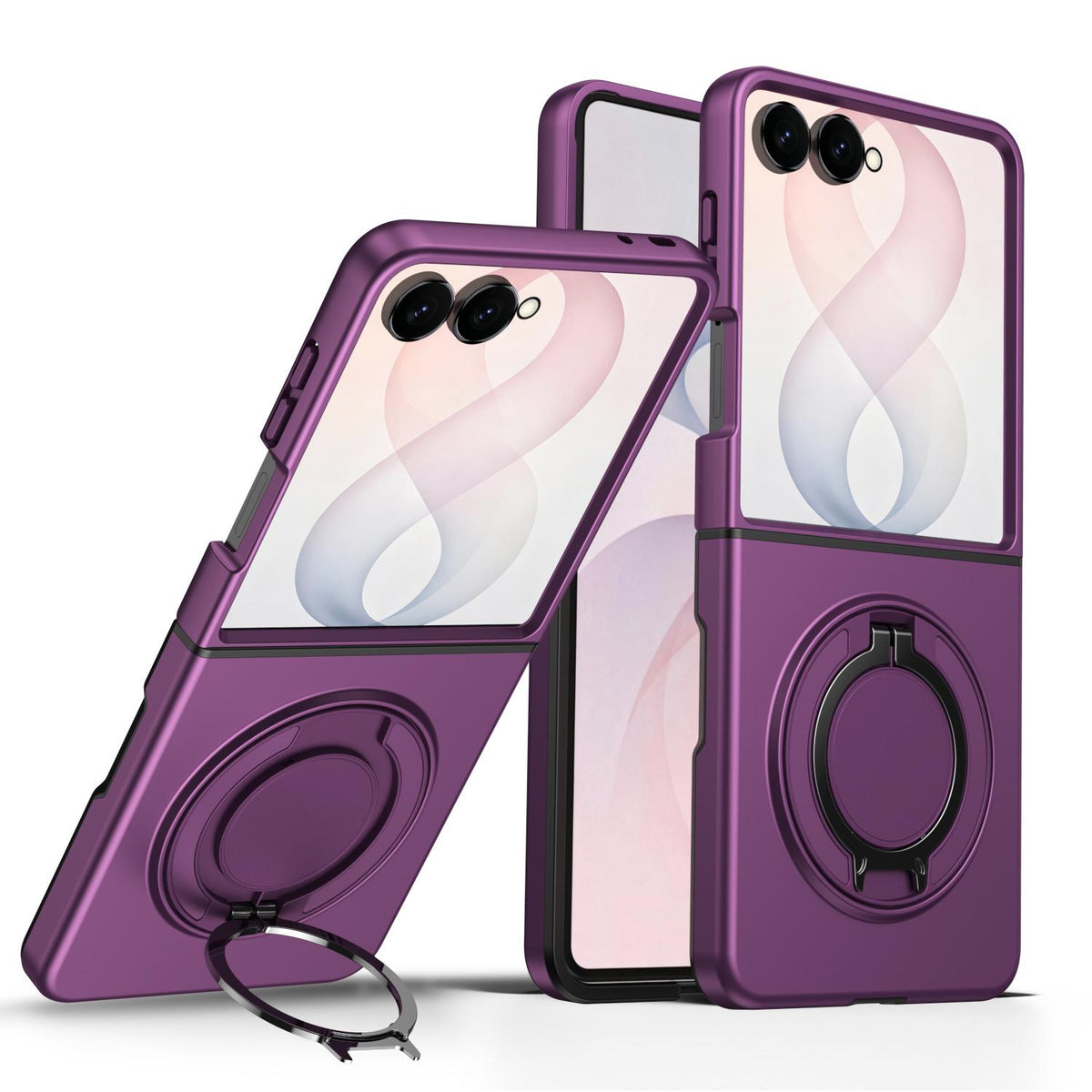 For Galaxy Z Flip8 5G 360 Degree Rotating Holder Magnetic Flip Cover Phone Case - Cherry Red - EDA010100601H