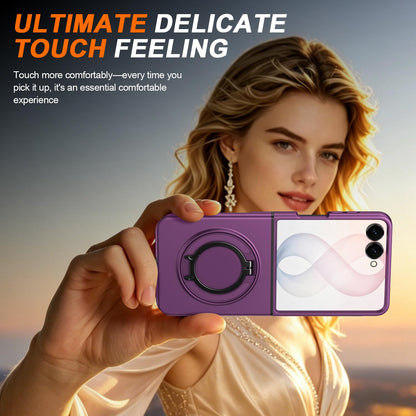 For Galaxy Z Flip8 5G 360 Degree Rotating Holder Magnetic Flip Cover Phone Case - Cherry Red - EDA010100601H