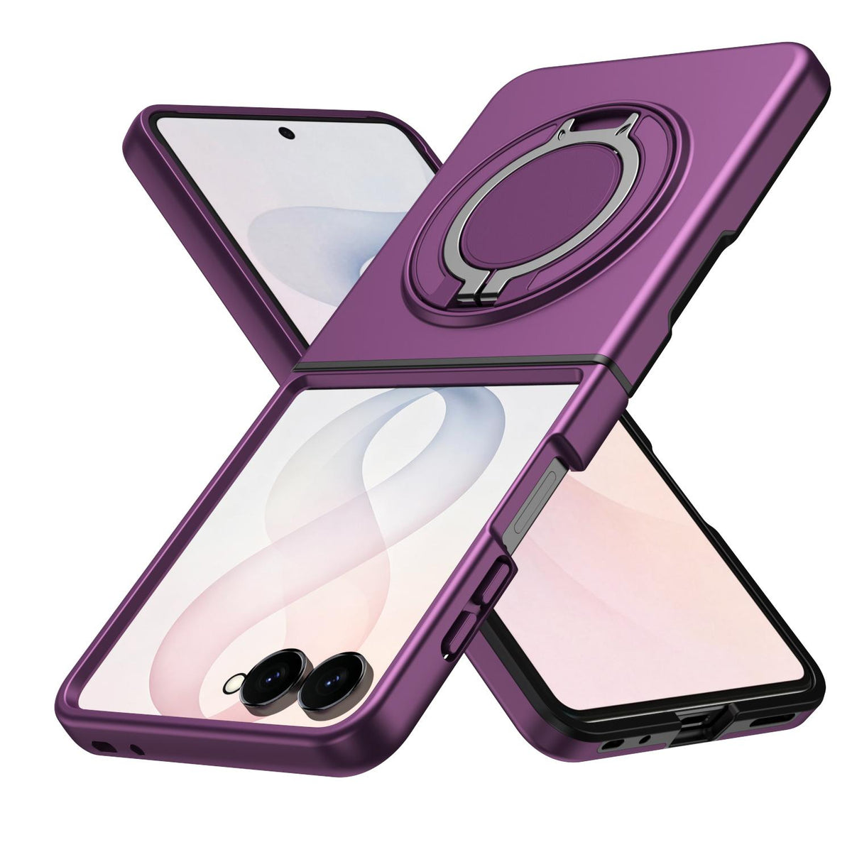For Galaxy Z Flip8 5G 360 Degree Rotating Holder Magnetic Flip Cover Phone Case - Cherry Red - EDA010100601H