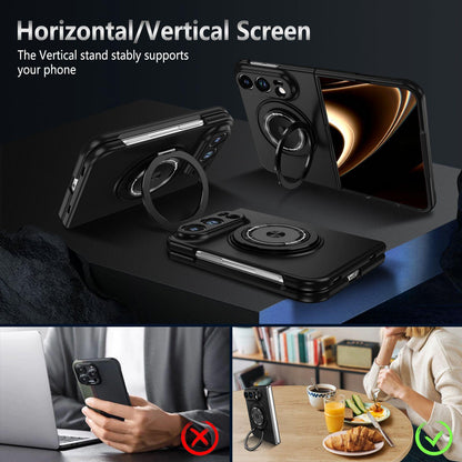 For iPhone Duo 360 Rotation Ring Holder MagSafe Shockproof PC Phone Case - Black - EDA010101201C
